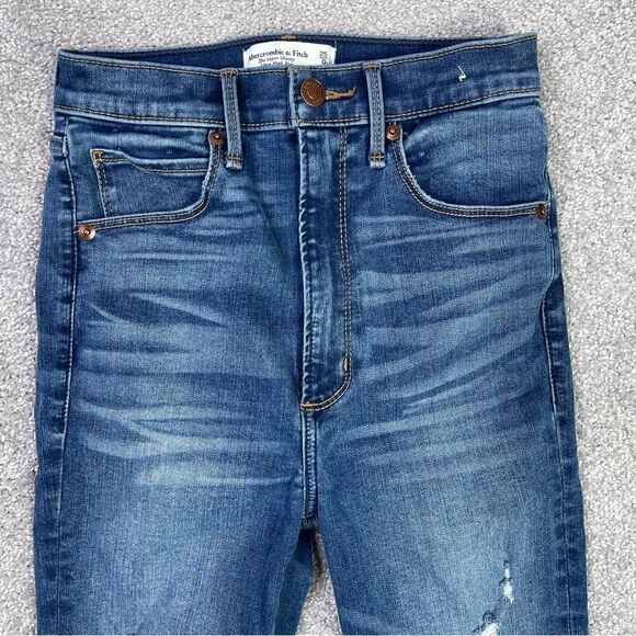 Abercrombie & Fitch Jeans Women's 23* Blue Skinny Ultra High Rise Dark Denim - Picture 2 of 12